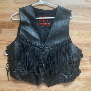 Leather fringe vest